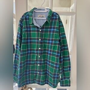 Mini Boden Green & Blue Plaid Button-Down Shirt